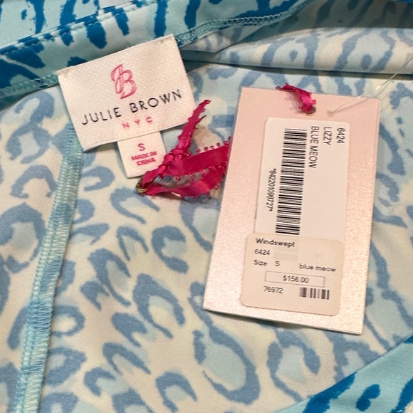 JB by JULIE BROWN NYC Blue/White Leopard Print V-Neck Dress Size Small - Picture 10 of 11